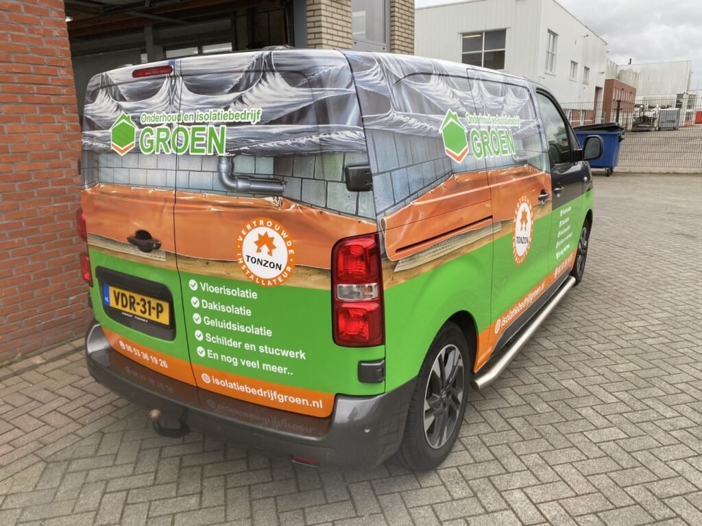 Carwrappen autobelettering autoreclame stickers Onderhoudsbedrijf Groen - Reclame ABC Reclamebureau Den Haag