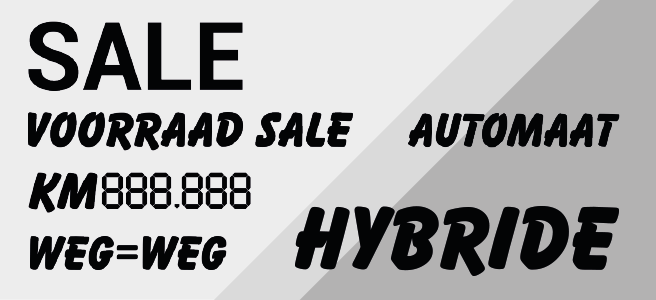 Tekst stickers voor autodealers