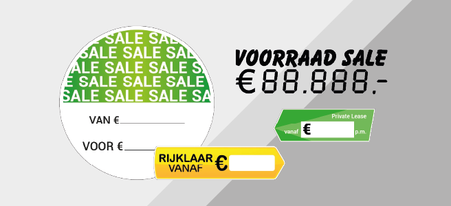 Prijsstickers voor autodealers